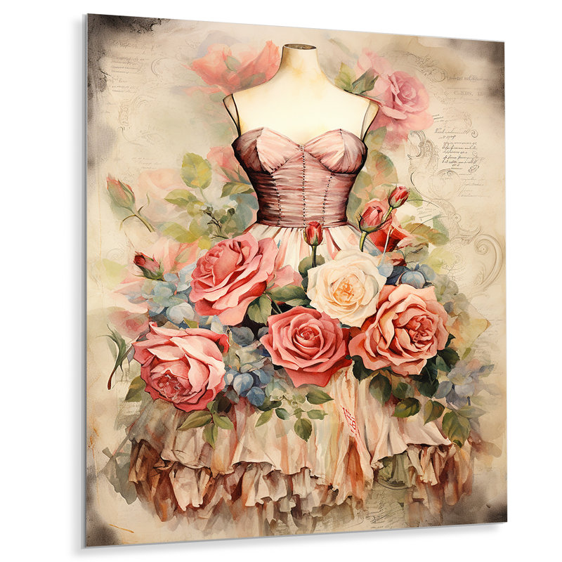 Vintage Fashion Dress Elegance I - Fashion Metal Wall Art, 20" H x 12" W x 1" D