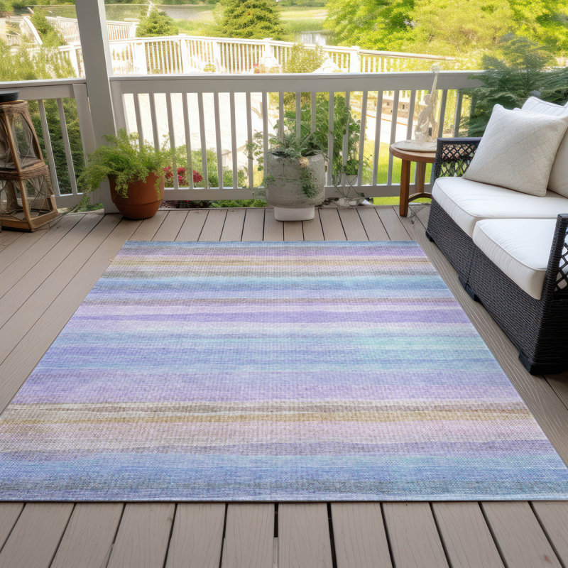 Tapis lavande lavable à la machine intérieur / extérieur Xhevrie, Rectangle 9 pi x 12 pi