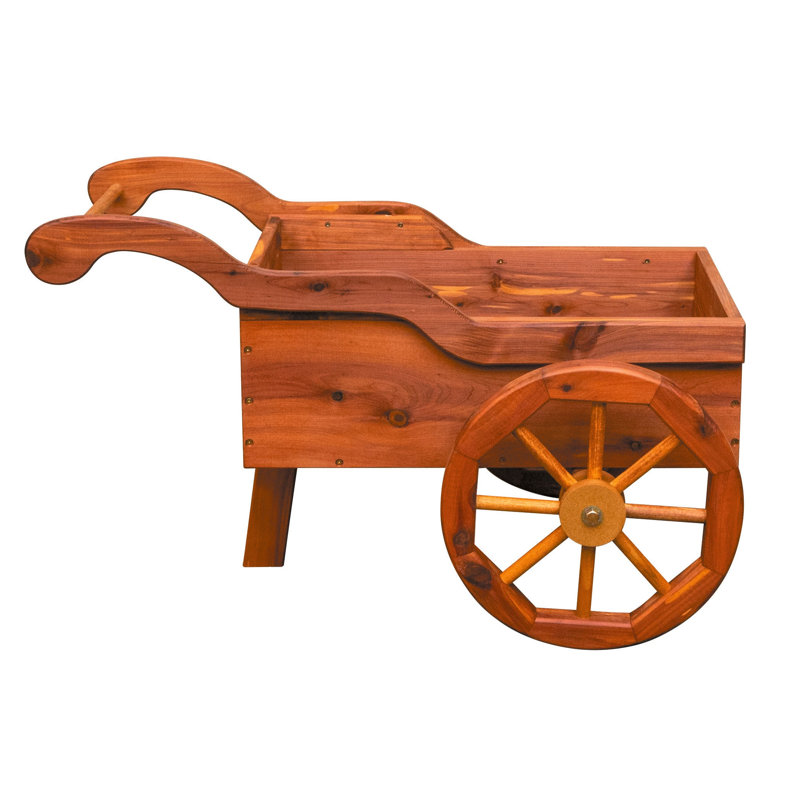 Panier à fleurs rustique en cèdre rustique - Chariot de jardin en bois fabriqué à la main Amish