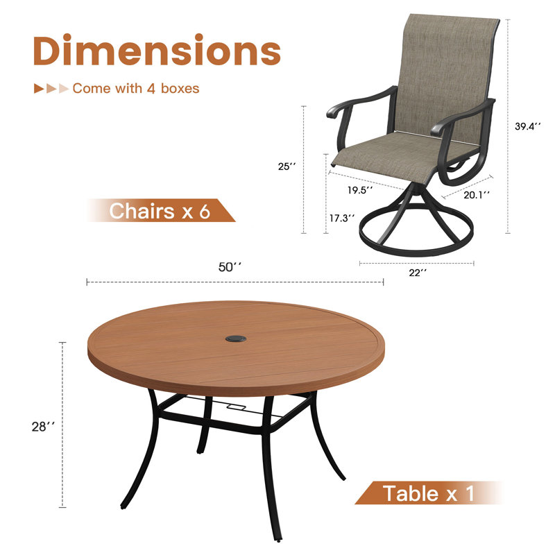 Ensemble repas pour patio, Brun / bois brossé