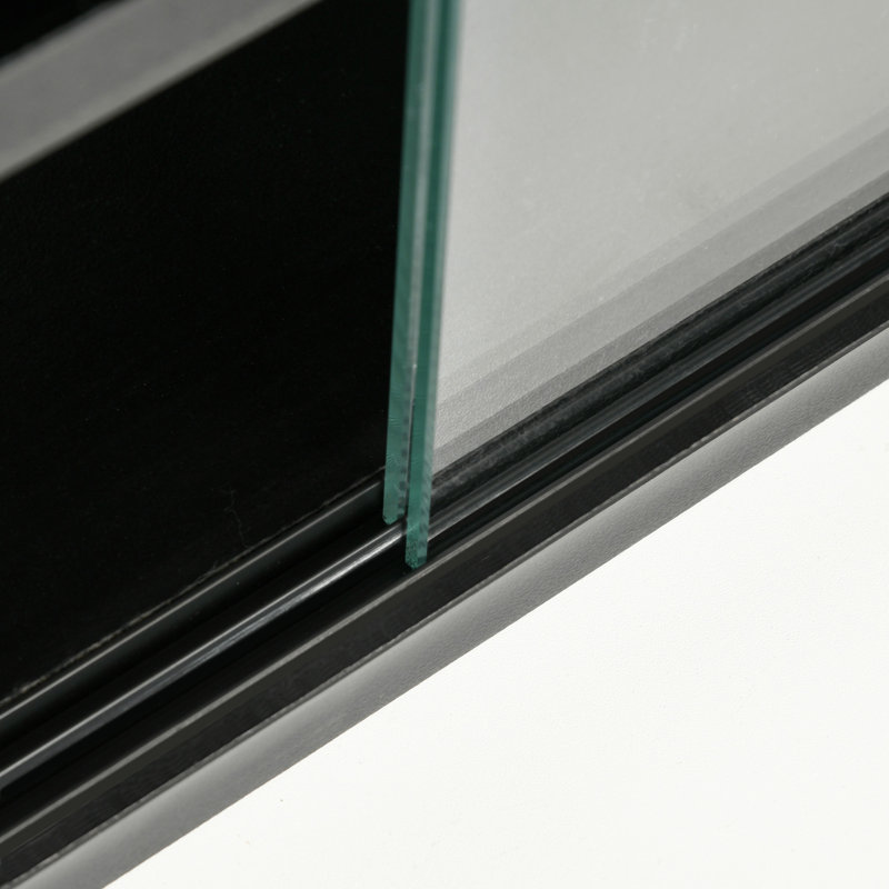 Vitrine, vitrine en verre avec 2 portes et tablettes réglables, fixation murale, Noir