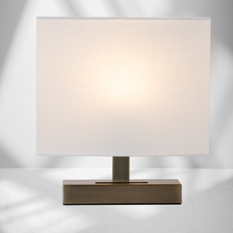 Slimline Metal Rectangle 28cm Bedside Lamp, Ivory