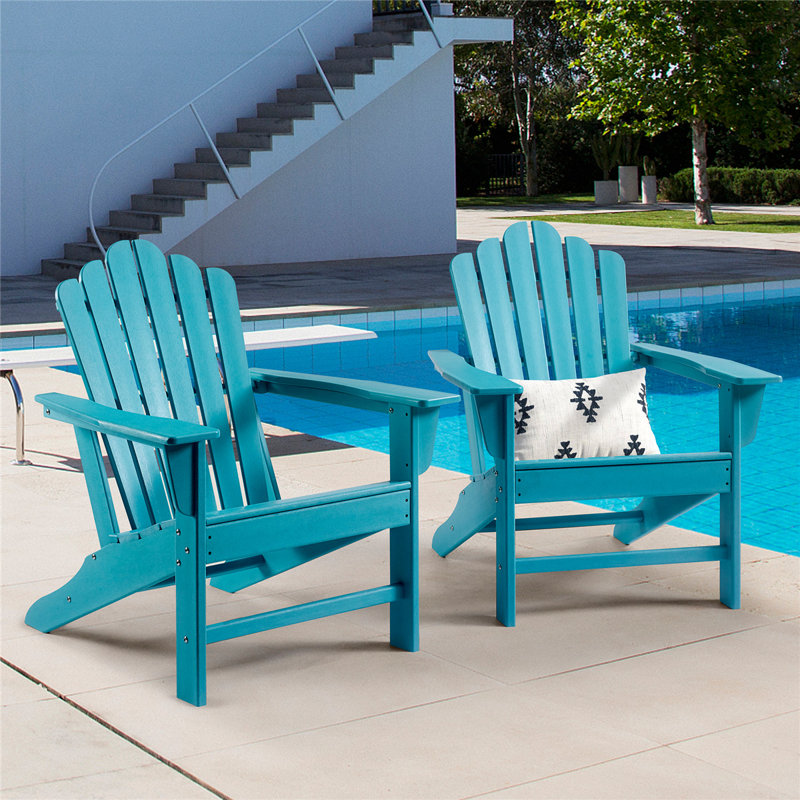 Ensemble de 2 chaises Adirondack Classic Classic pour patio, terrasse et patio, mobilier décoratif résistant aux intempéries, bleu