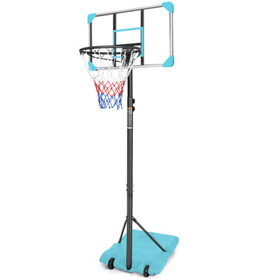 Système de but de basketball portatif avec base stable et roulettes, utilisation pour les adolescents d'intérieur et d'extérieur jeunes à hauteur réglable de 5,6 à 7 pieds avec panier de basketball 28 pouces