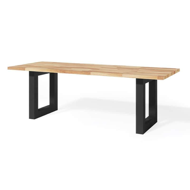 Andrina Oak Solid Wood Top Metal Base Dining Table