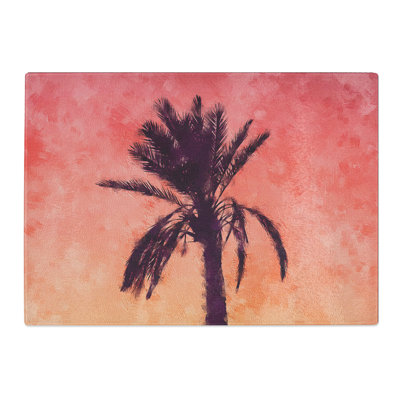 Tempered Glass Summertime Palm Tree Chopping Board