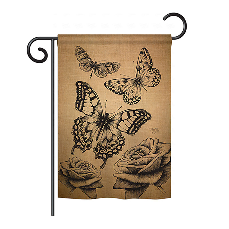 Drapeau de maison en polyester Farrod Butterflies, H 40 po x l 28 po