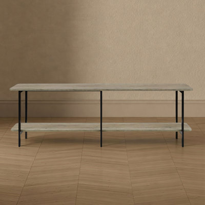 Celine 71" Contemporary Modern Console Table with 2 Shelves in Rustic Gray