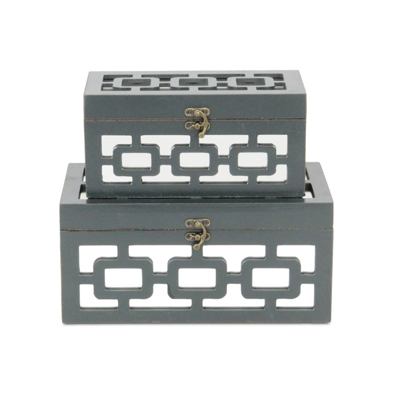 Dark Gray Geometric Pattern Decorative Box Set