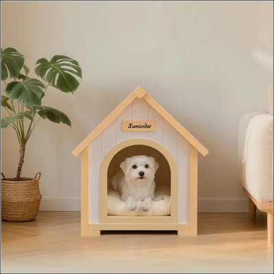 Solid Cedar Pet House –Cabin Style Indoor Shelter For Small Dogs & Cats