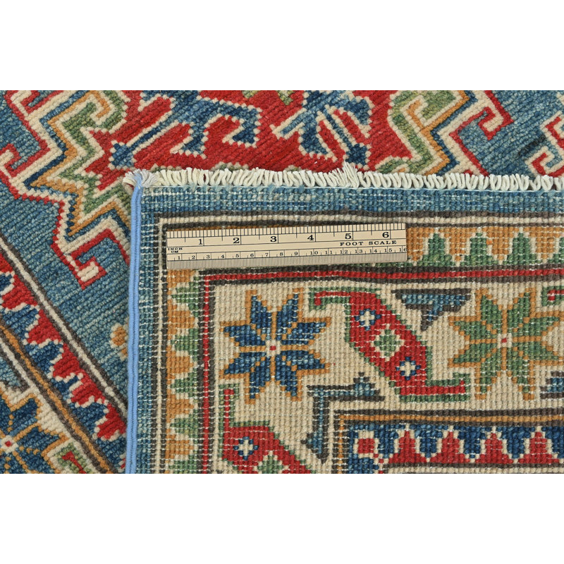 Tapis de couloir oriental bleu Kazak