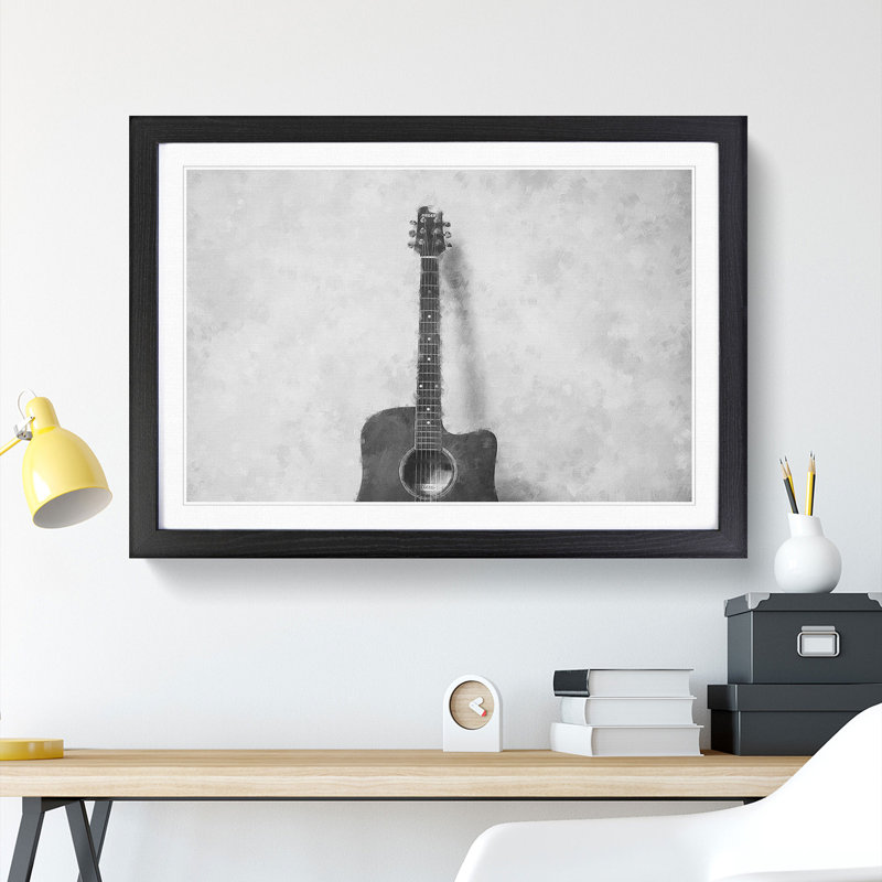 Acoustic Guitar Vol.2 - Picture Frame Graphic Art, 36cm H x 48cm W x 2cm D, Black Framed