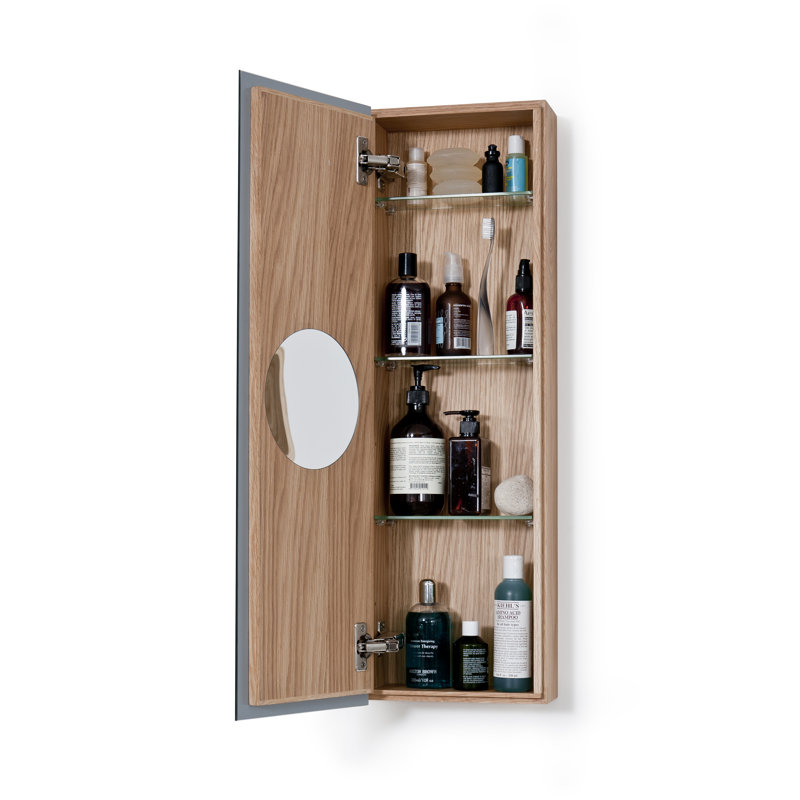 Mendocino 250mm W 800mm H Surface Frameless Medicine Cabinet Mirror 4 Adjustable, Natural Oak