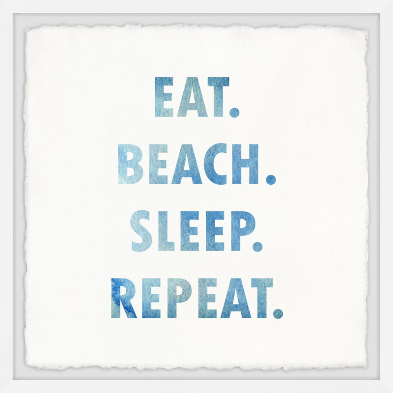 "Manger Beach sleep", reproduction d’art textuel sur papier, H 24 po x l 24 po x P 1,5 po