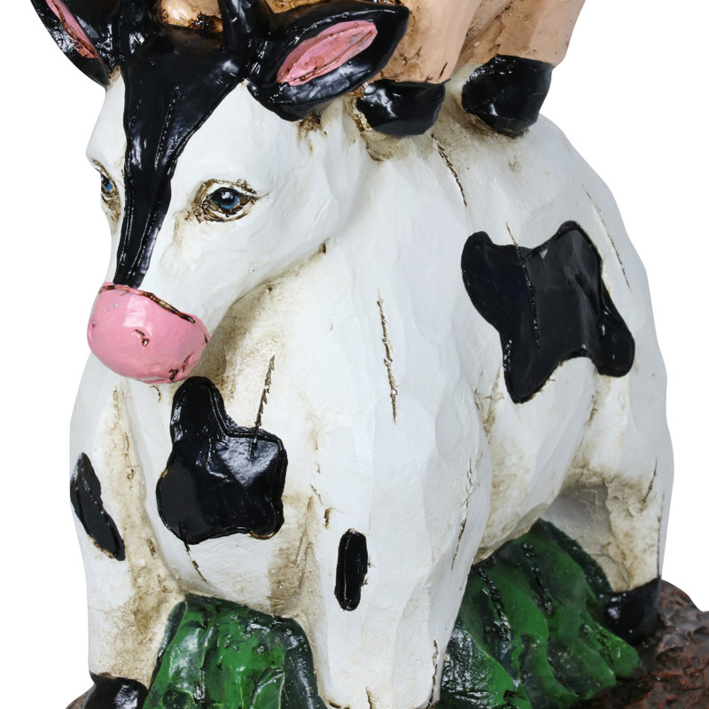 Solar Stacked Farm Animals Resin Garden Statue with LED Light