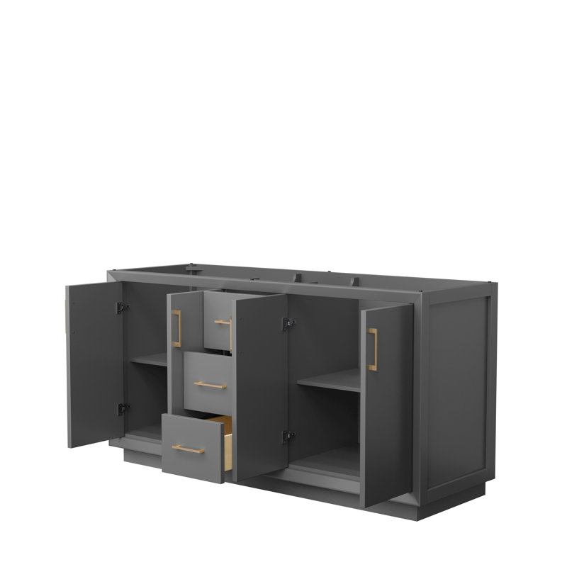 Base de meuble-lavabo double 65,25 po Strada seulement, Gris foncé / brun