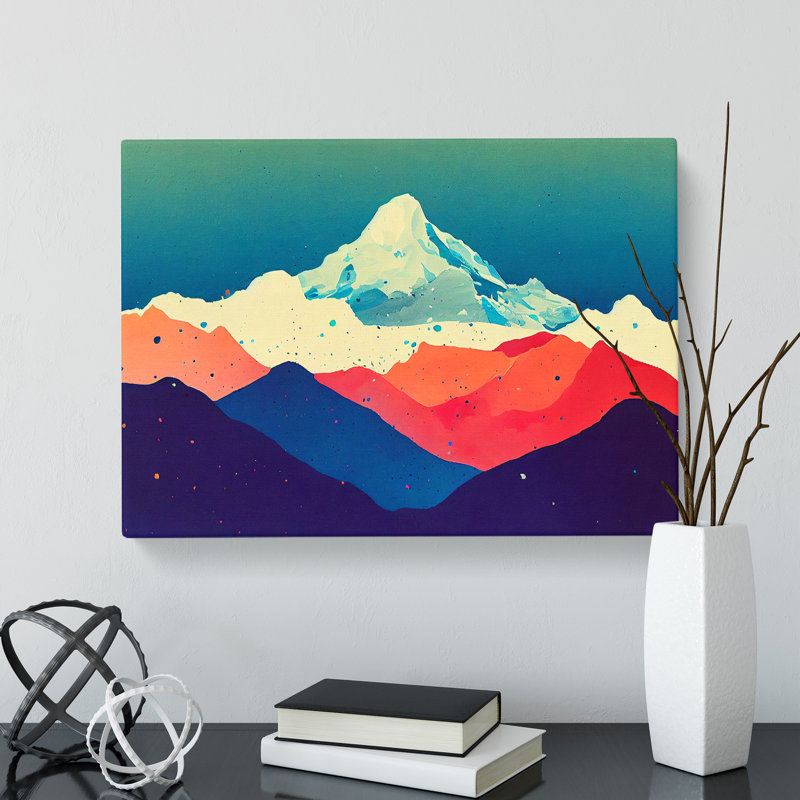 Heavenly Painted Mountains Abstract - Wrapped Canvas Painting, 50cm H x 76cm W x 3cm D