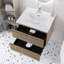 Ensemble de meuble-lavabo simple mural 24 po en chêne avec plateau en céramique intégré blanc