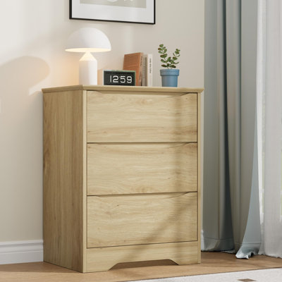 Commode en bois à 3 tiroirs, grande armoire moderne avec rangement profond, grande commode à large plateau, commode de rangement longue pour chambre à coucher, salon, couloir, chambre d'enfant