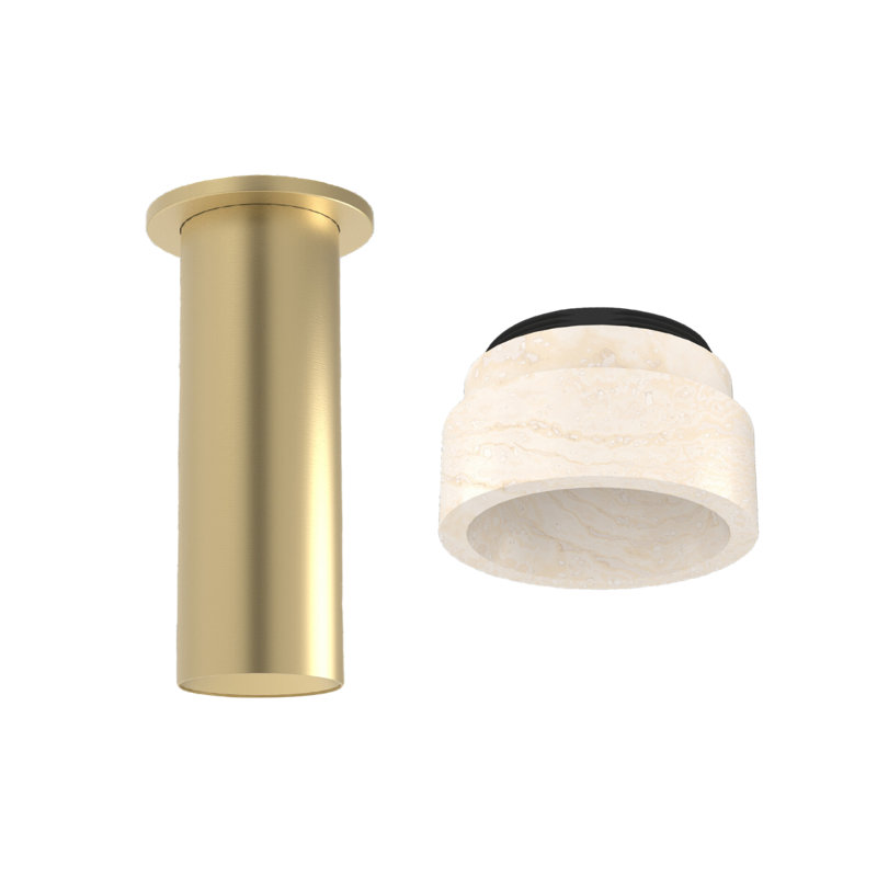 Luxe 3" Cylinder Flush Mount With Bezel, Patina Brass/Alabaster