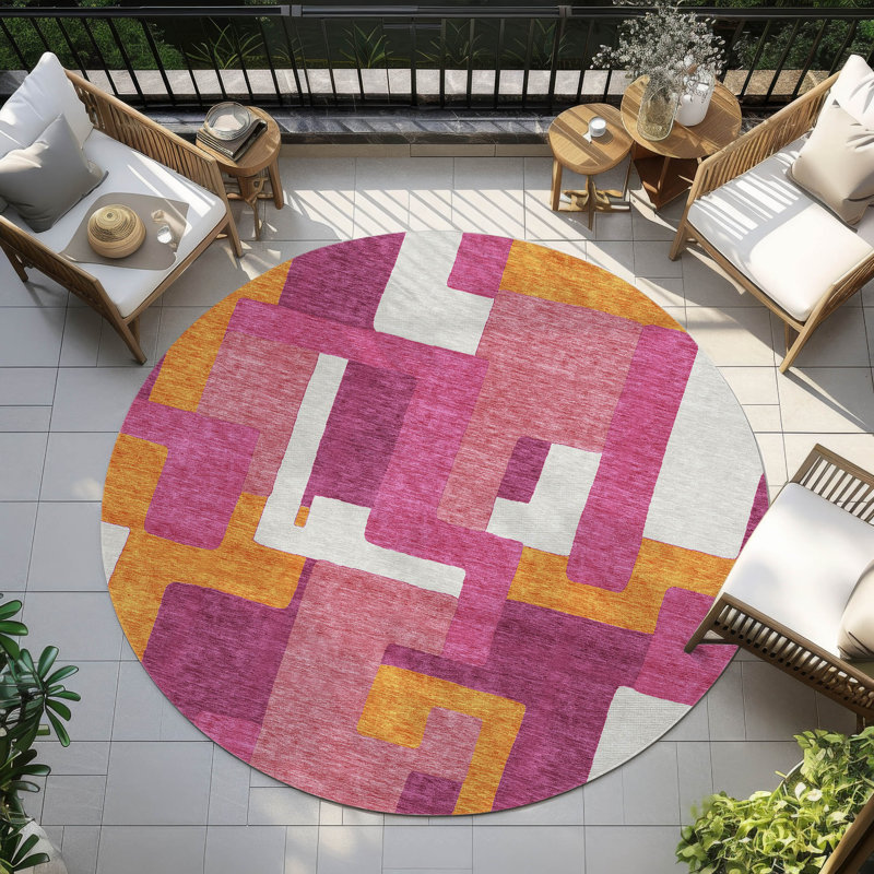  Tapis intérieur / extérieur antidérapant Chayden, Rond 8 pi