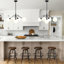 5- Light Modern Black Sputnik Chandelier With White Glass Globe Shade For Kitchen Island Dining Room Living Room-52308144