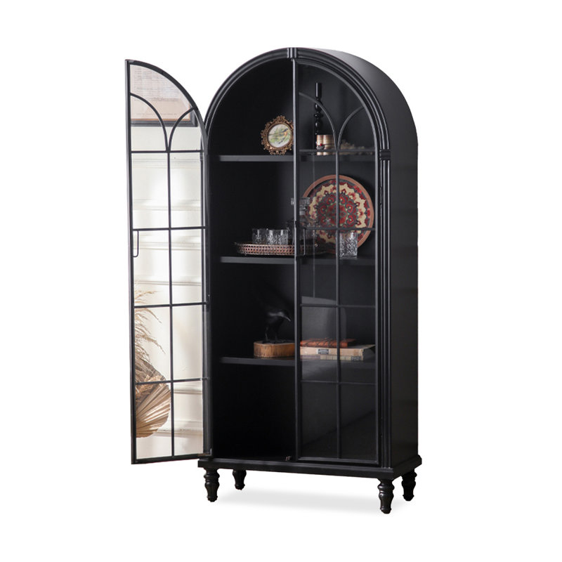 Black Solid + Manufactured Wood + Tempered Glass + Iron Display Cases