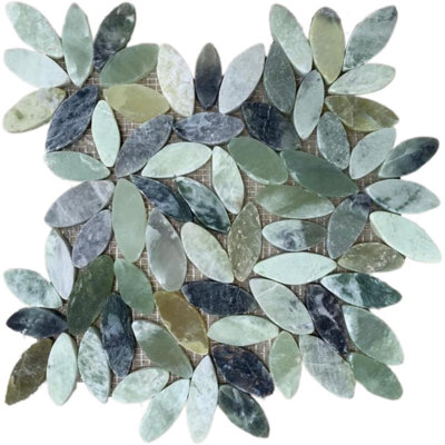 Ice Jade Flower Pebble Stone Mosaic Tiles 12 x 12 in Mesh-Backed Sheet (1 Sq Ft)