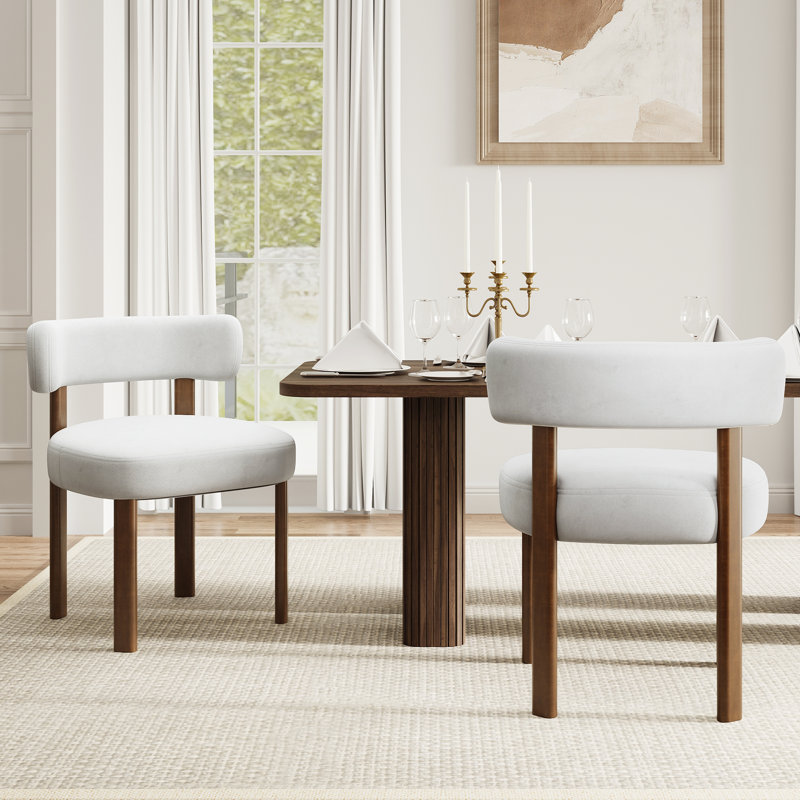 Chaise d'appoint rembourrée en bois massif, Beige