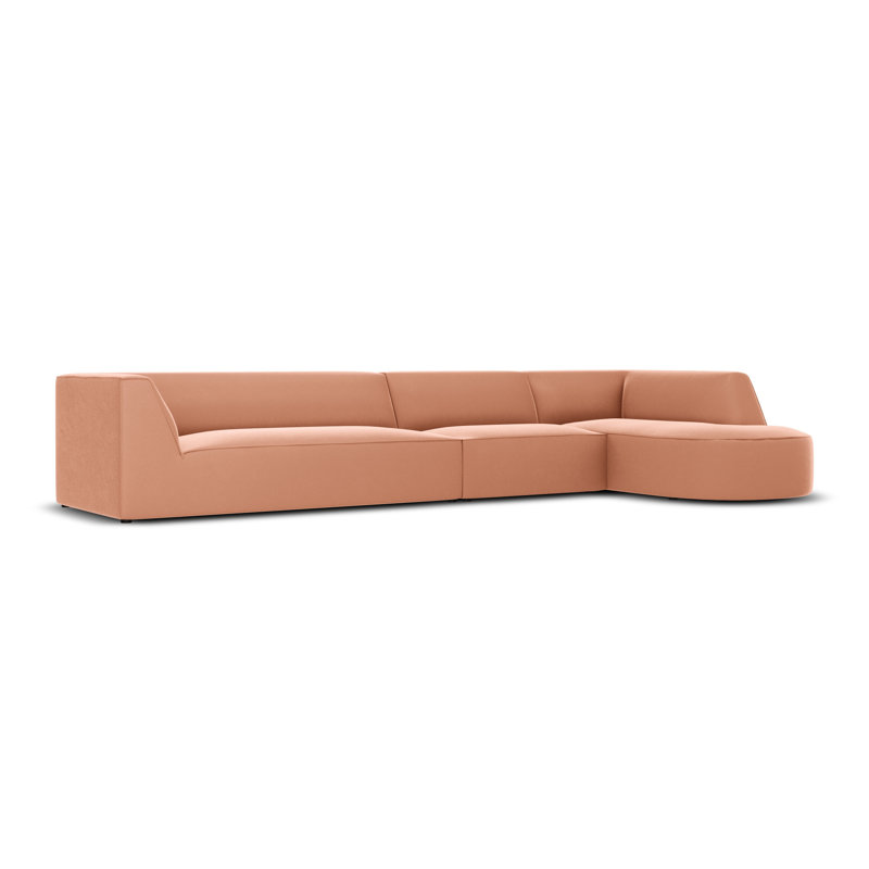 Adoraim 6 Seater Velvet Sofa & Chaise, Right Hand Facing, Pink