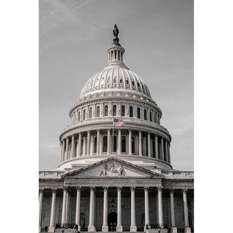 " U.S. Capitol Building, Rear, Dome, Flag ", 26" H x 50" W x 1.5" D