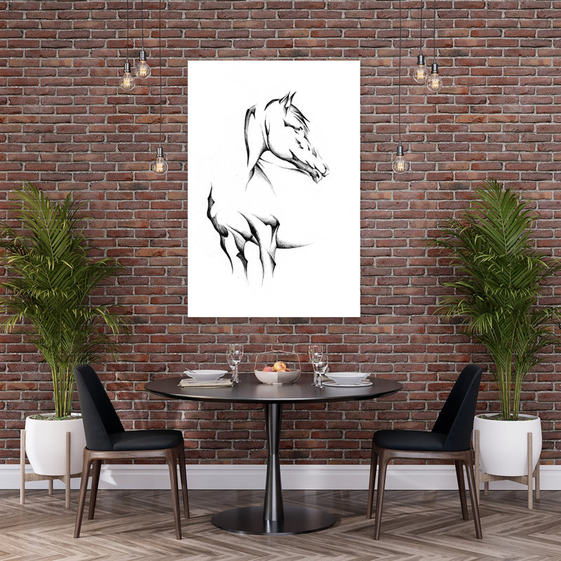 «Elegant Abstract Horse», reproduction d'art murale élégante, H 60 po x l 40 po