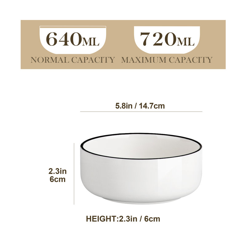  14.7 Dining Bowl, Black/White