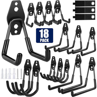 18 Pack Garage Hooks, Anti-Slip Coating, Hooks for Hanging Heavy Duty for Garages