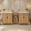 Meuble-lavabo de salle de bain en bois massif de 152 cm (60 pouces), avec cadre en bois massif, 4 portes à fermeture amortie, 2 tiroirs à charnières et tablette réglable.