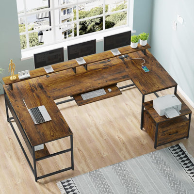 Keon U-Shaped Computer Desk with Power Outlet