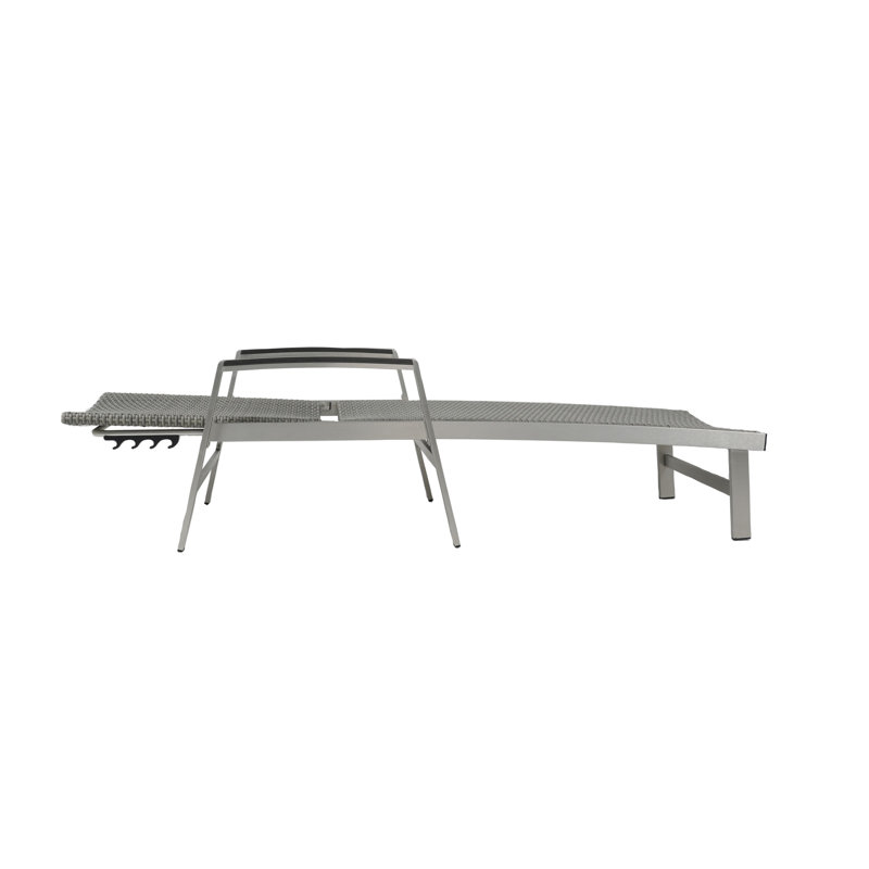 Gray Aluminum and Wicker Outdoor Chaise Lounge Set of 4
