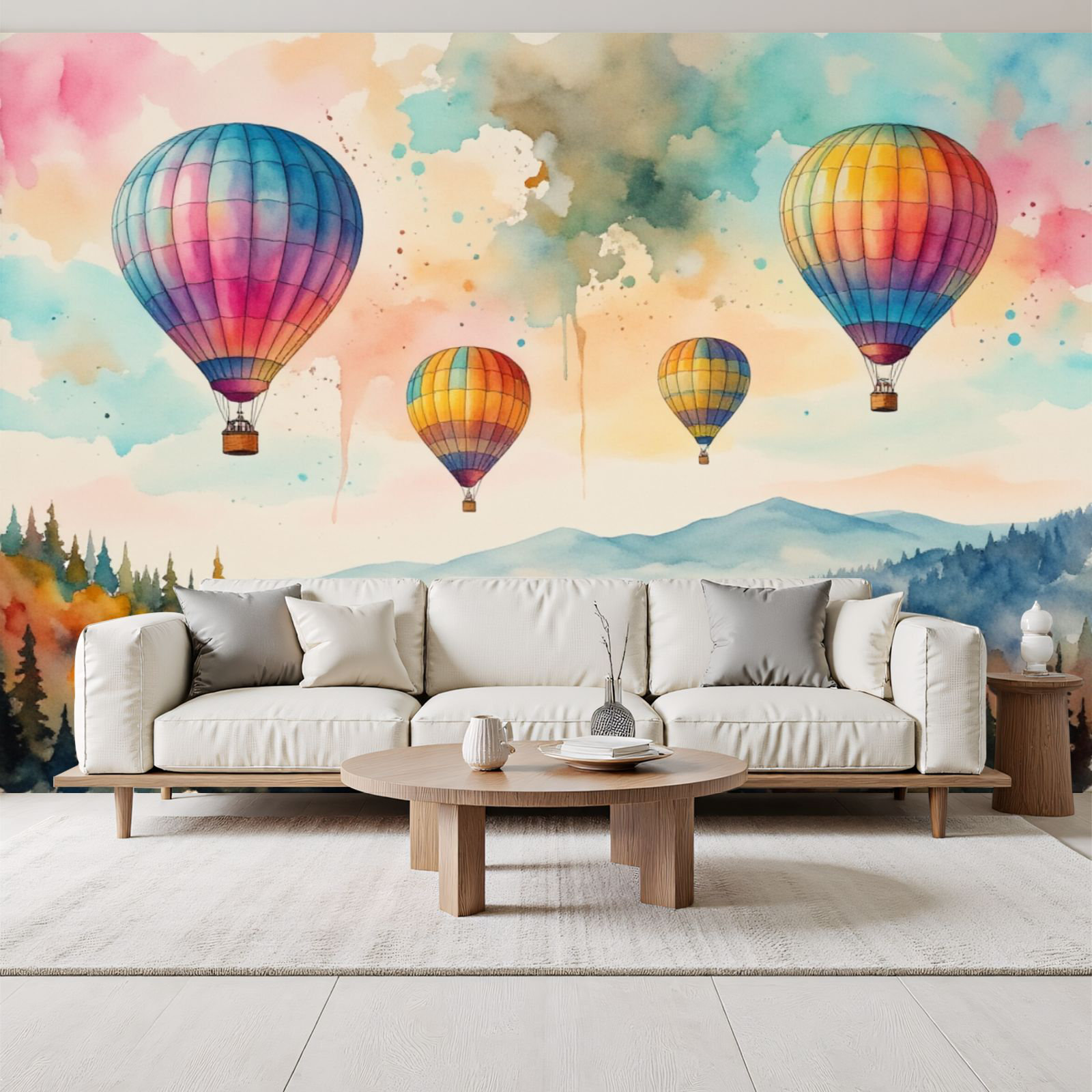 Red Barrel Studio® Peel and Stick Wallpaper Colorful Hot Air Balloons ...
