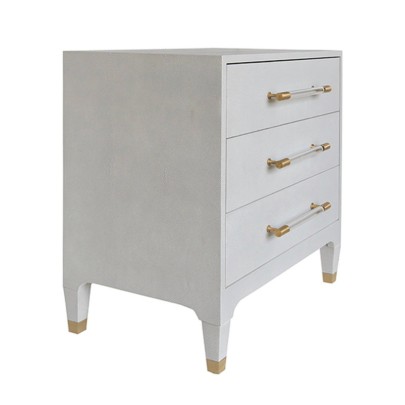Amber 3 - Drawer Nightstand, Dove Gray Shagreen