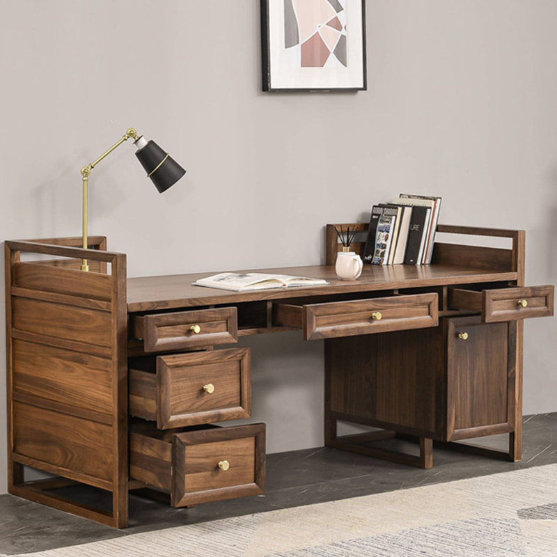 Ensemble de bureau et de chaises en bois massif de style chinois