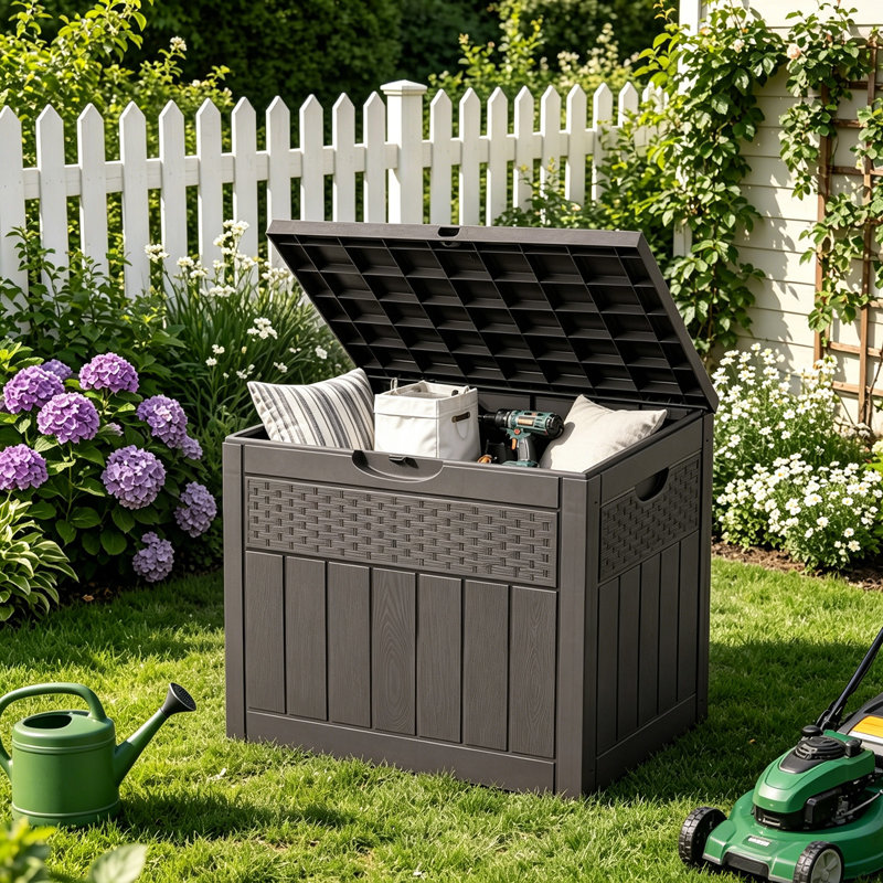 Living And Home 55.5cm W Plastic Deck Box in Brown