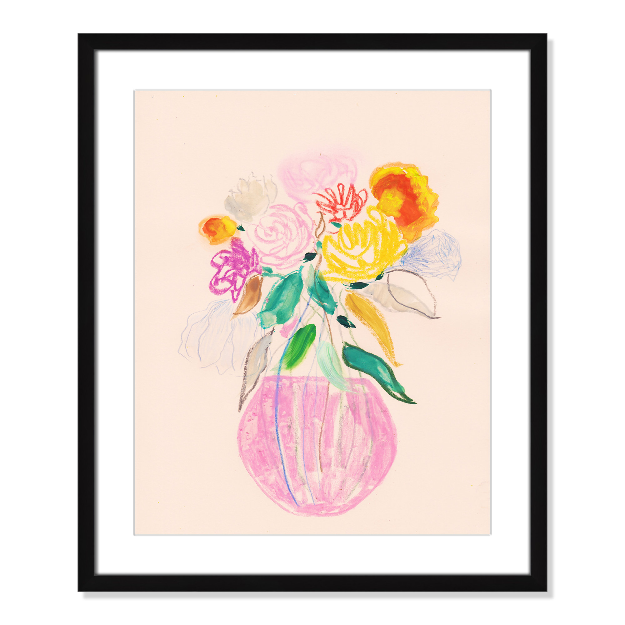 Simple Floral I Print by Bea Dina, Black Single Picture Framed Paper, White, 25.5" H x 21.5" W x 1.25" D