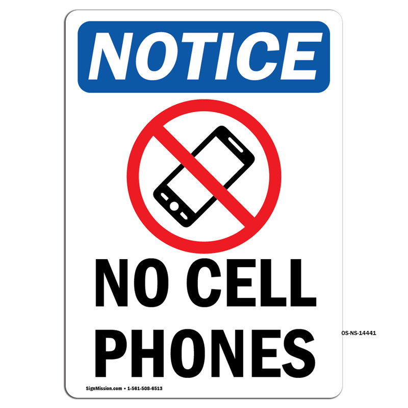 Panneau en plastique 18 po x 12 po No Cellular Phones