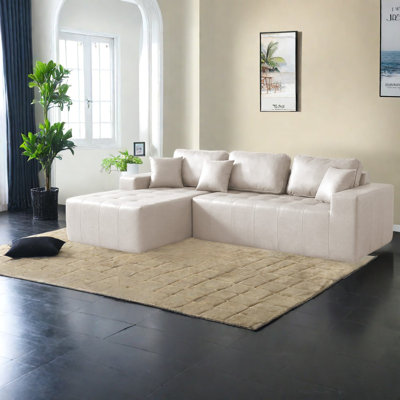 Canapés modulaires à compression, canapé en L en similicuir, méridienne moderne