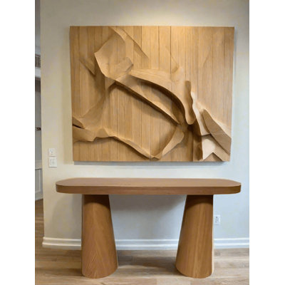 Cone Legs Oval Modern Console Table In Honey Oak