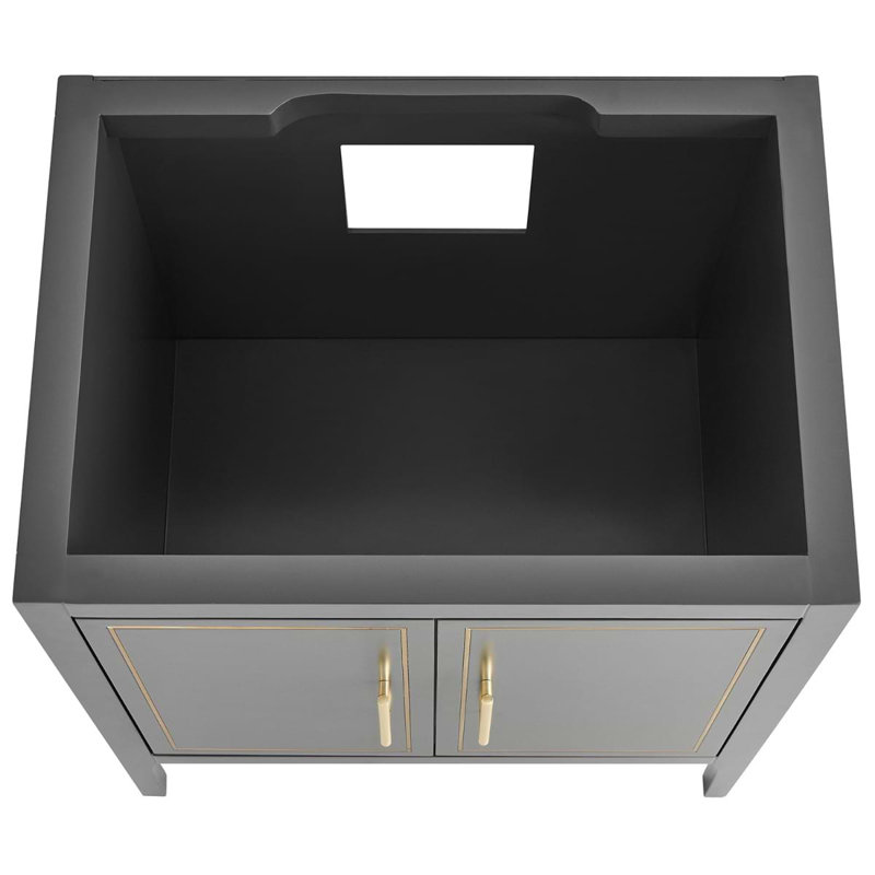 Province 30" Freestanding Standard Single Bathroom Vanity with Top, Black, Gold
