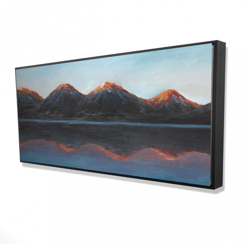 «Mountains and Calm Lake», art contemporain sur toile encadrée