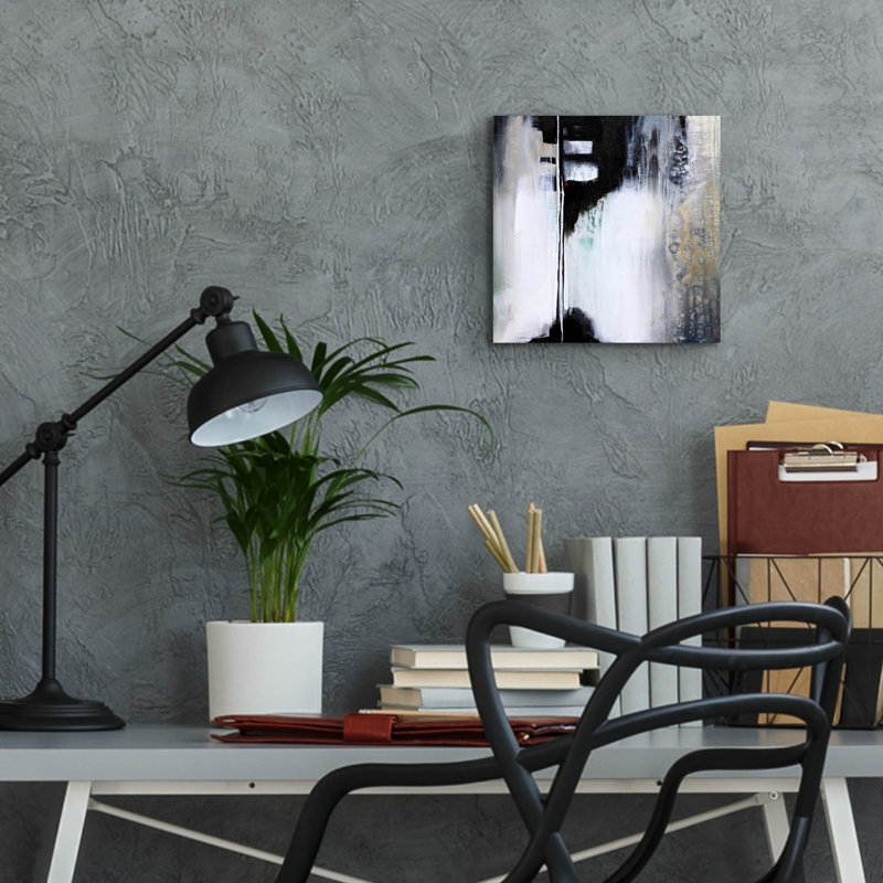 "Drame noir et blanc" par Karen Hale, H 12 po x l 12 po x P 0,13 po