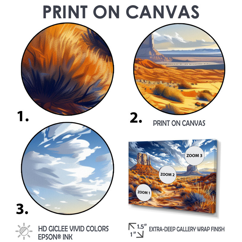Markiyan - désert, impression d'art mural, Toile avec cadre flottant brun, H 28 po x l 60 po x P 1,5 po