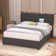 Kempst Bed Frame with Charging Station, Upholstered Platform Bed Frame with Adjustable Headboard